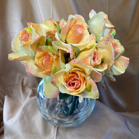 Vintage Heavy Orb Lens Cut Round Crystal Ball Rose Bowl 5.5"H Globe Vase - Picture 2 of 12